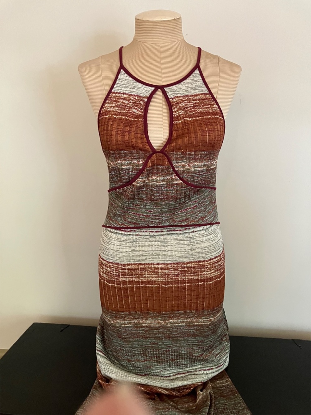 Bohemian strappy knit maxi dress